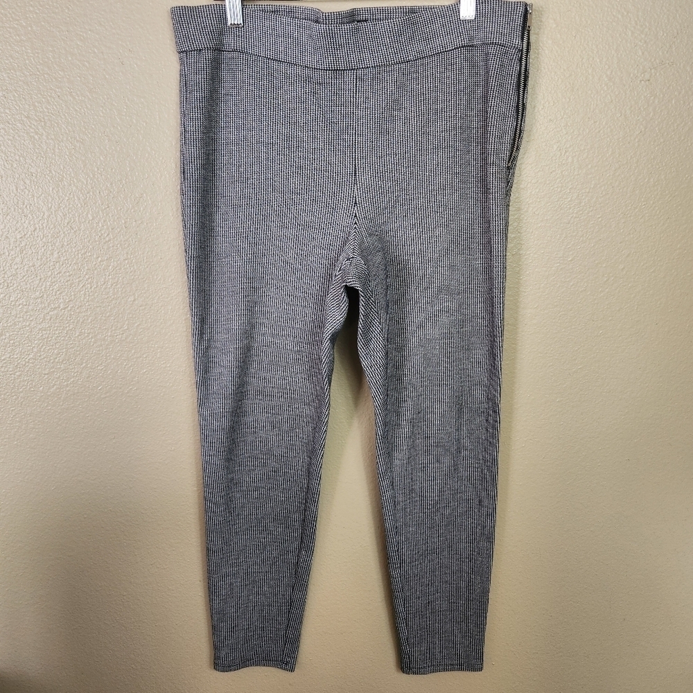 Ann Taylor Womens Side Zip Mini Houndstooth Ponte Knit Ankle Pants-Size 12